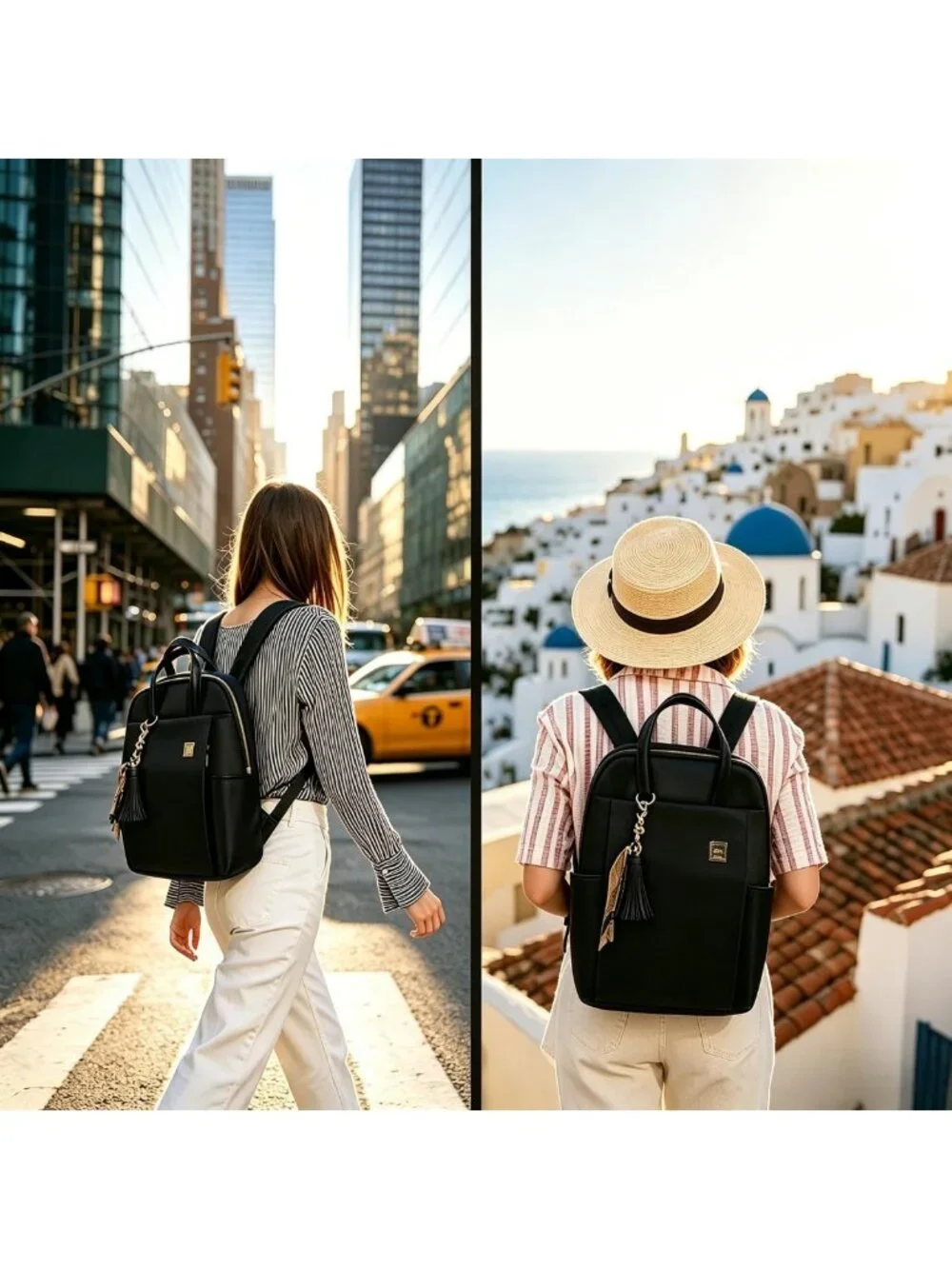 Stylish Water-Resistant Laptop Backpack for Women - Slim Travel Bag Fits 15.6